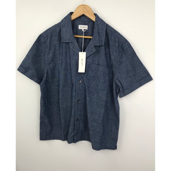 AG Adriano Goldschmied Men's Foster Short Sleeve Shirt Blue Large NEW - Picture 3 of 6
